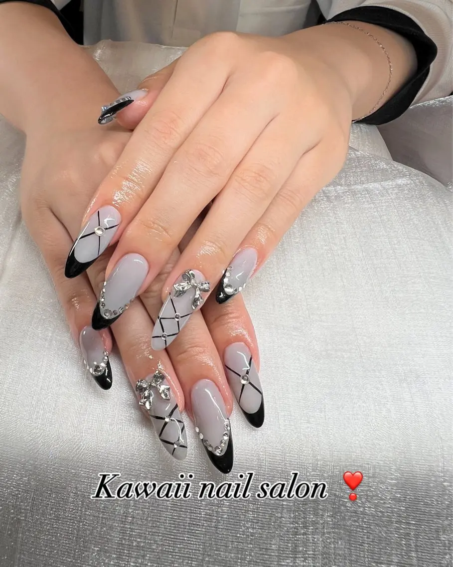 ネイル チークネイル ドット フレンチネイル 韓国ネイル レース Kawaii Nail Salonのネイルデザイン