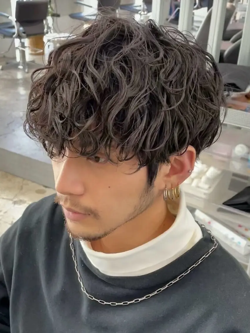 【平日限定】メンズカット+スパイラルパーマ¥11000#原宿#メンズサロン#ウルフの写真