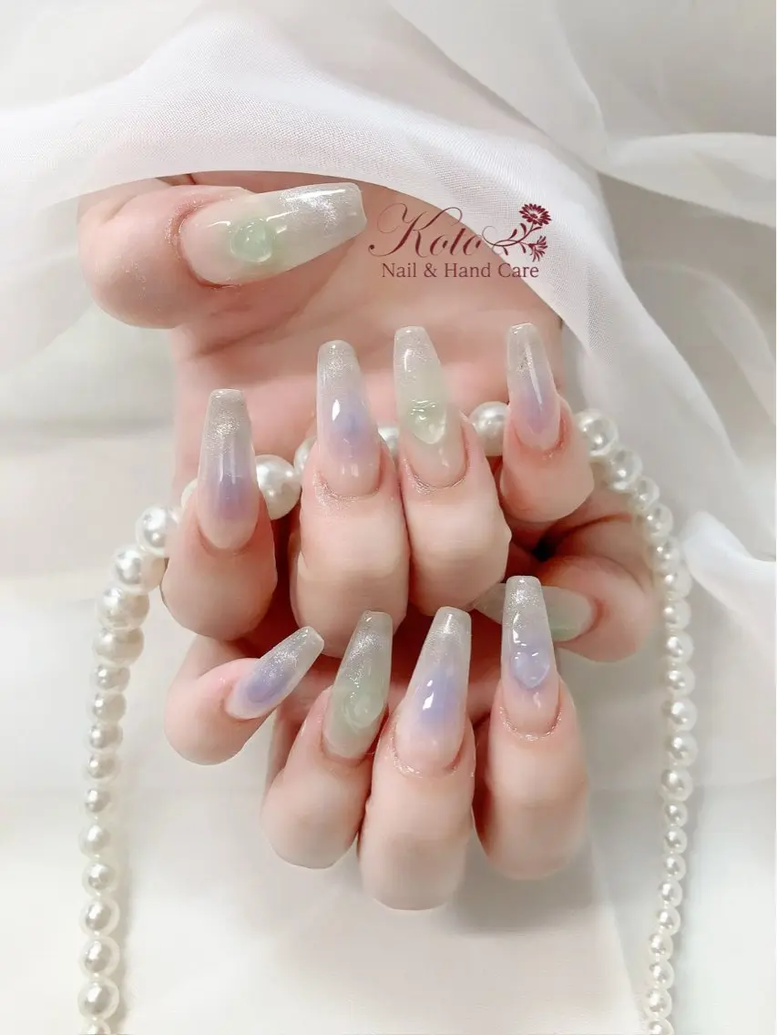 ネイル チークネイル 長さ出し ジェルネイル 持ち込み ニュアンスネイル ハンドネイル Nail Salon KOTOのネイルデザイン