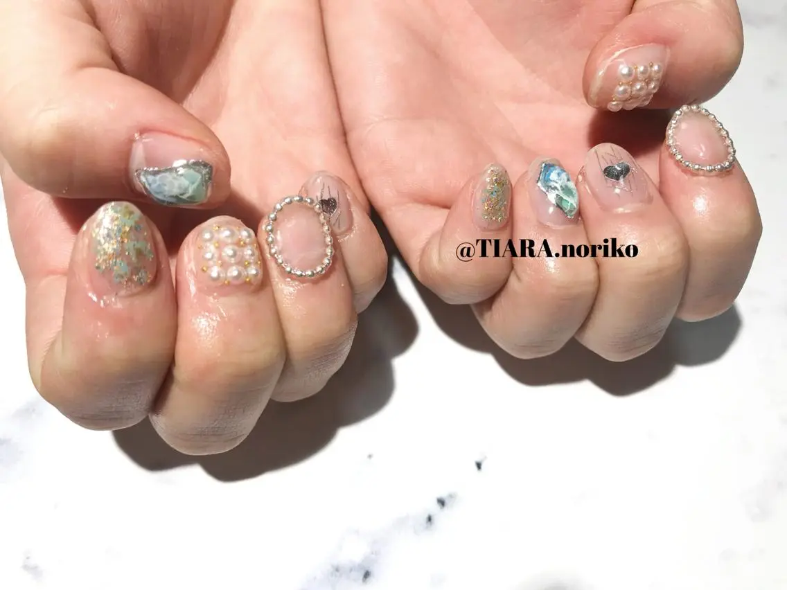 ショート カラー メンズ ネイル アートネイル クリアネイル TIARA💅🏻 NORIKOのネイルデザイン
