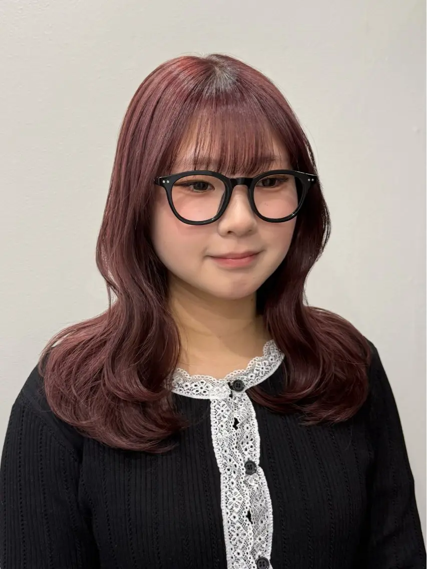 セミロング カラー ブリーチ ブラウンカラー ピンクカラー ピンクブラウン カット ヘアカラー azumi/グレー ジュ/オリーブ/縮毛のヘアスタイル