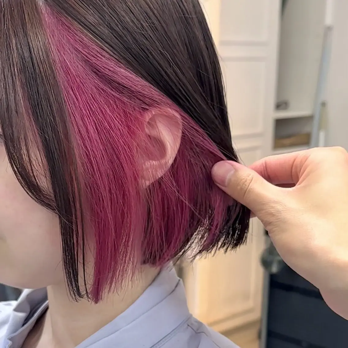 ショート カラー インナーカラー ピンクカラー ボブ カット ヘアカラー トリートメント インナーカラー/レイ ヤーカット♡/マキシのヘアスタイル