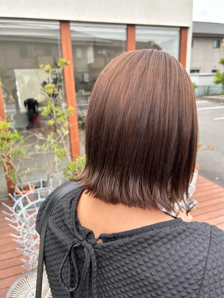 ミディアム カラー ブラウンカラー ピンクカラー ピンクブラウン 中田 大雅のヘアスタイル