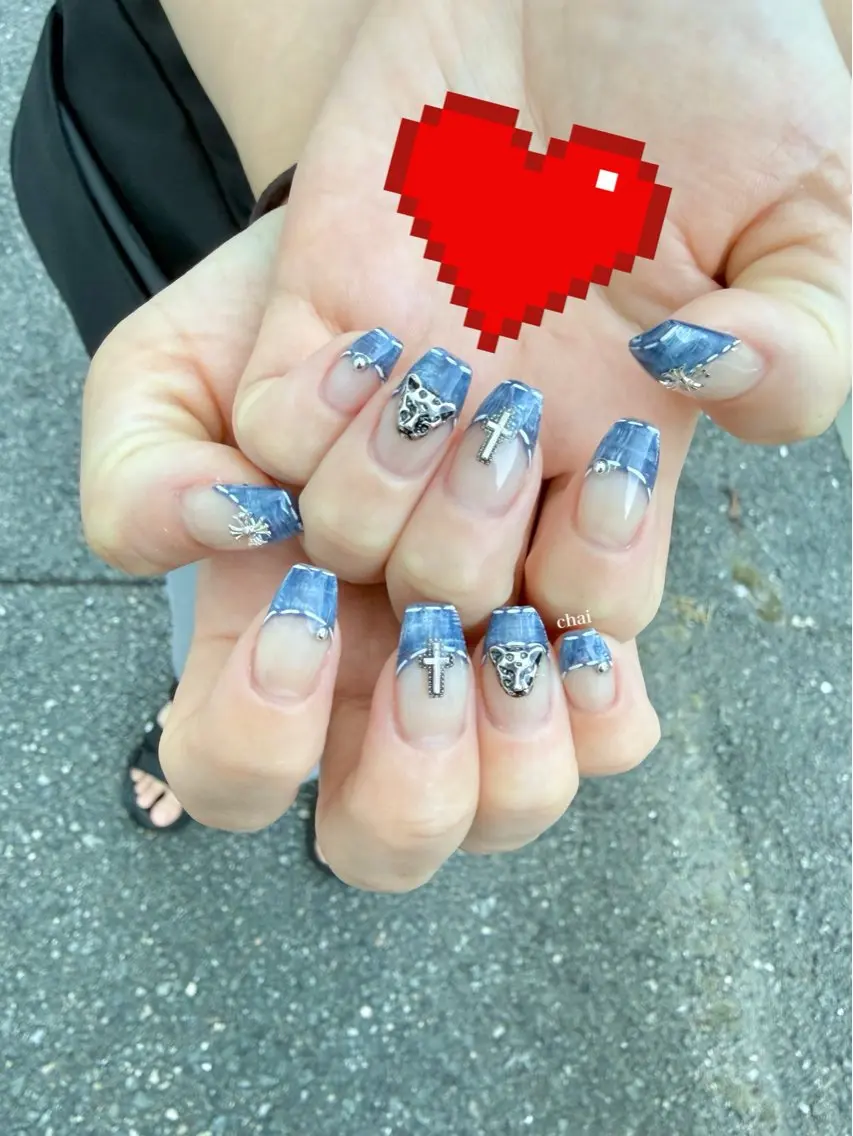 ネイル ブルー ハンドネイル chai nail + eye📍鶴橋のネイルデザイン
