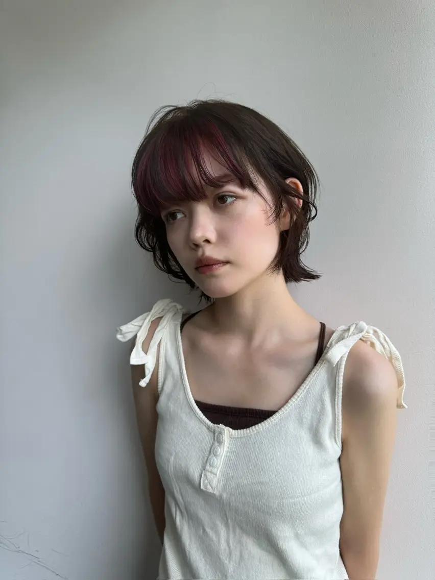 ショート カラー 森田遥奈/透明感カラ ー/酸性ストレートのヘアスタイル