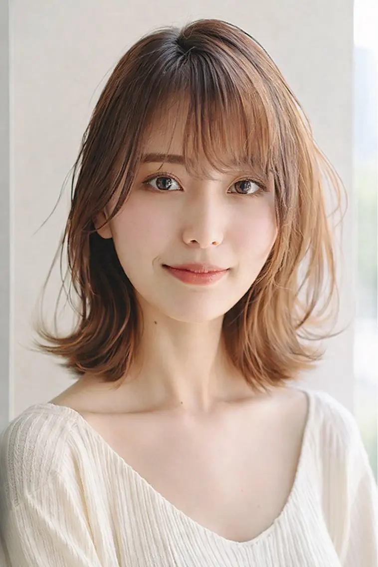 ミディアム カット ヘアカラー トリートメント 1%【横浜】 髪質改善&ケアカラーのヘアスタイル