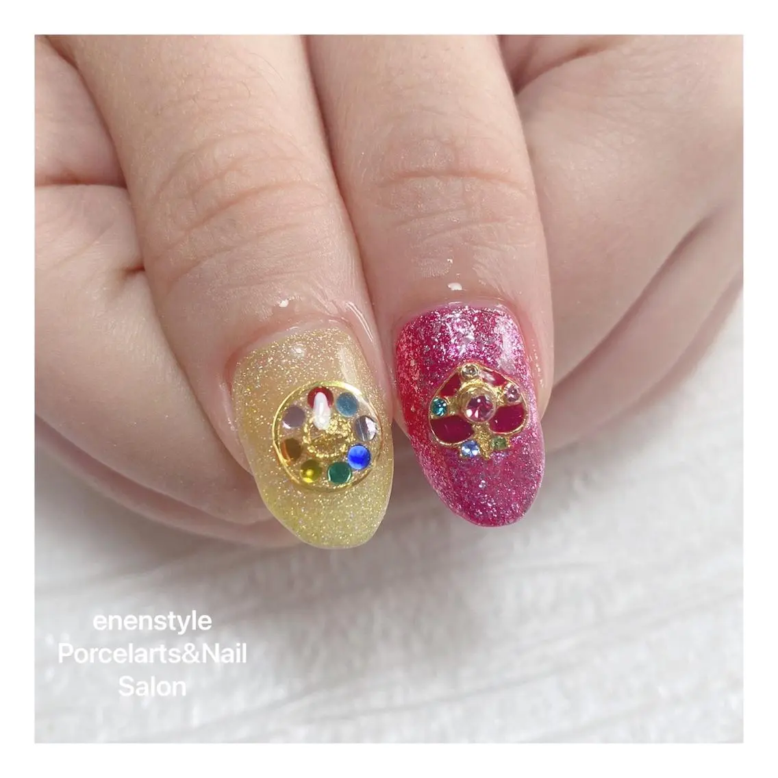 ミディアム ネイル ハンドネイル 🐾enen style 🐾のネイルデザイン