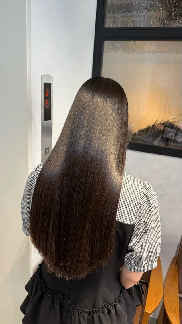ロング カット 縮毛矯正 トリートメント SNS撮影用 髪質改善モデル募集のヘアスタイル