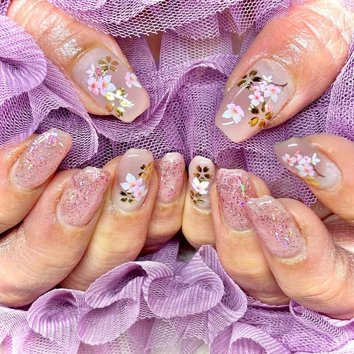 ネイル 桜ネイル 春ネイル ワンホンネイル miminon 自宅ネイルサロンのネイルデザイン