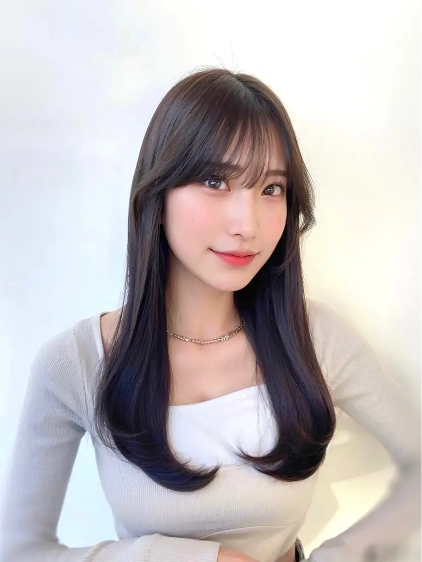 ロング カラー ダークグレー ダークグレージュ グレージュ 顔周りカット 韓国風ヘア 🇰🇷韓国風くびれ ヘア🇰🇷中村優大のヘアスタイル