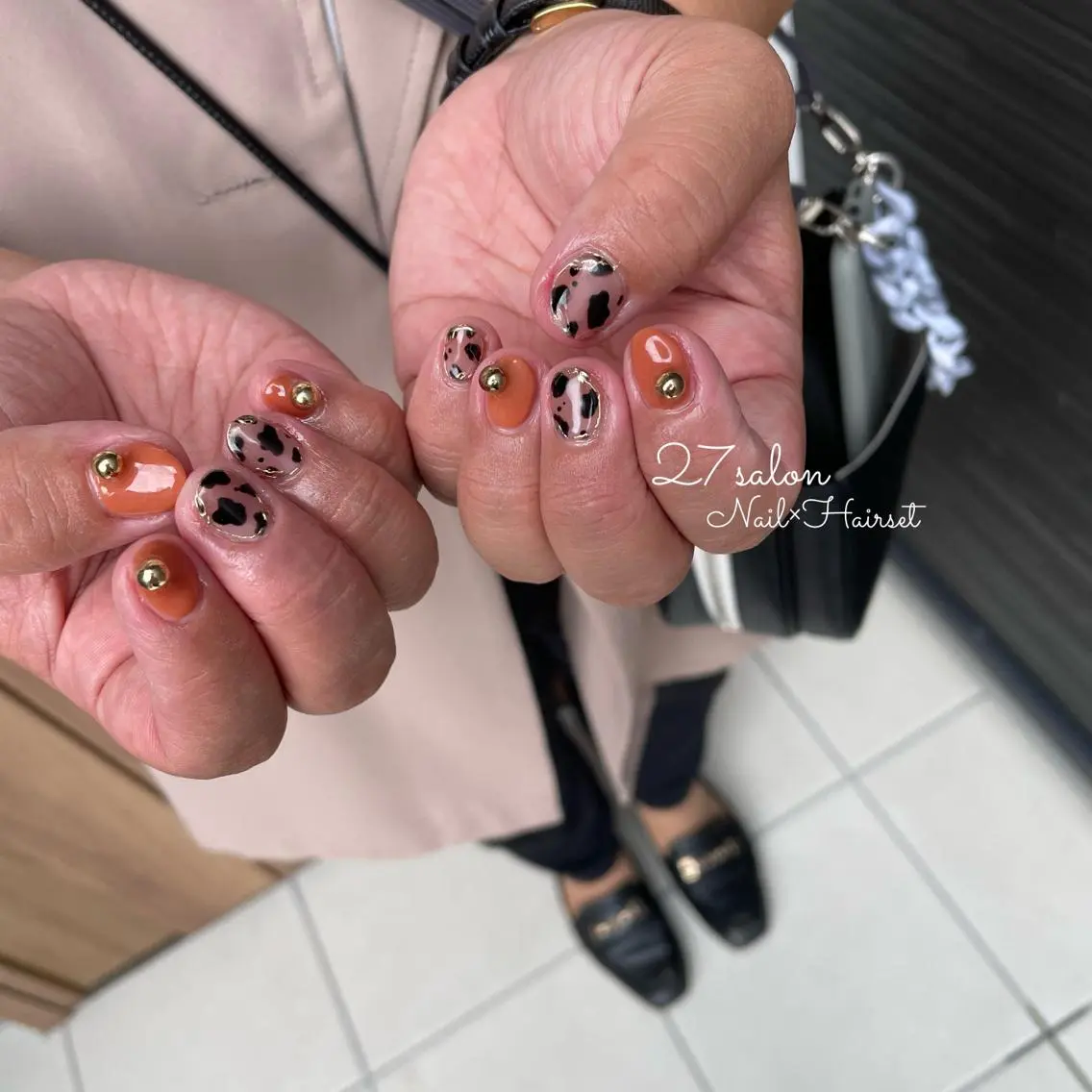 ネイル クリアネイル オレンジ 27salon yuinaのネイルデザイン