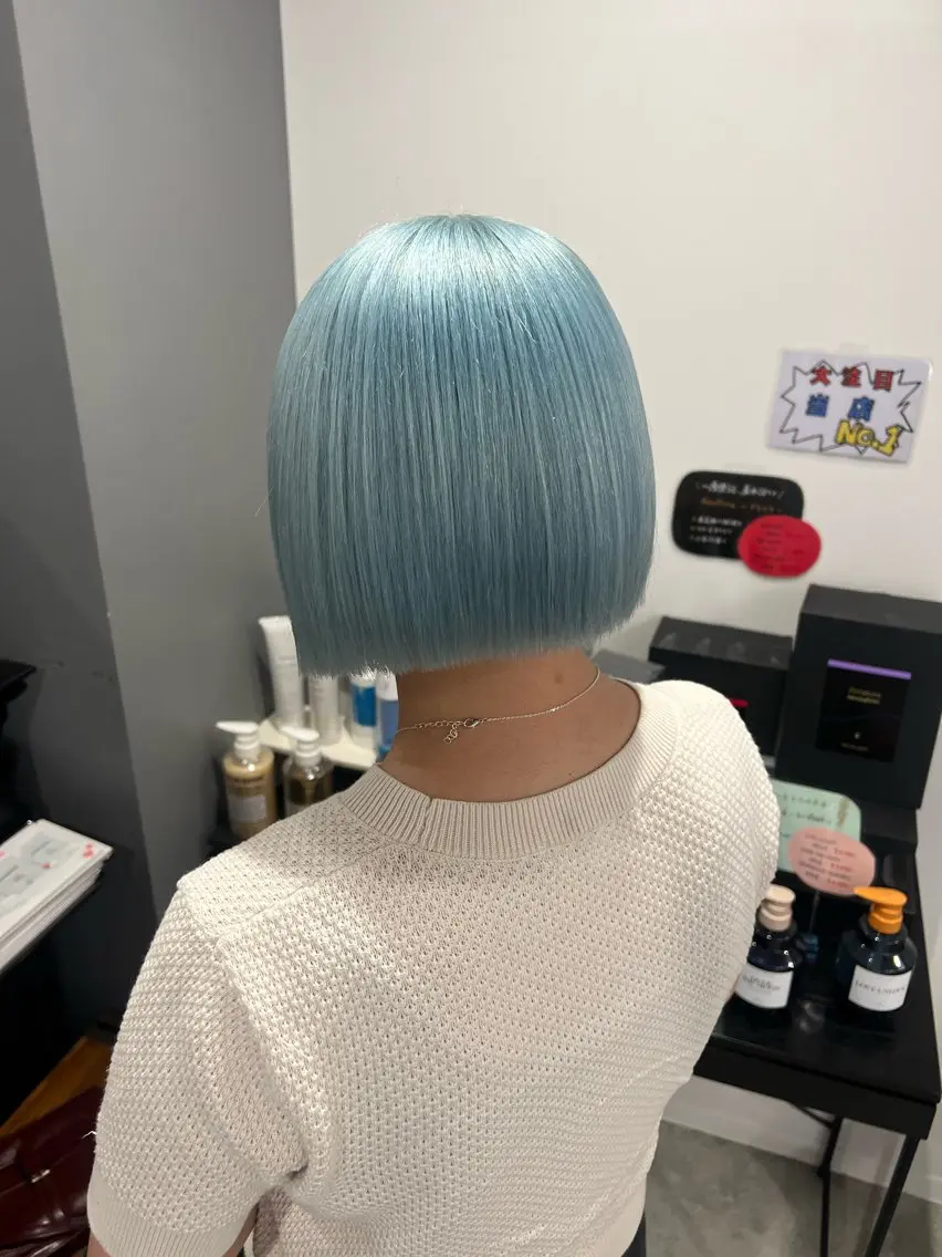 ショート カラー ブルーカラー メンズカット/シャ ドウパーマ/KOBAのヘアスタイル
