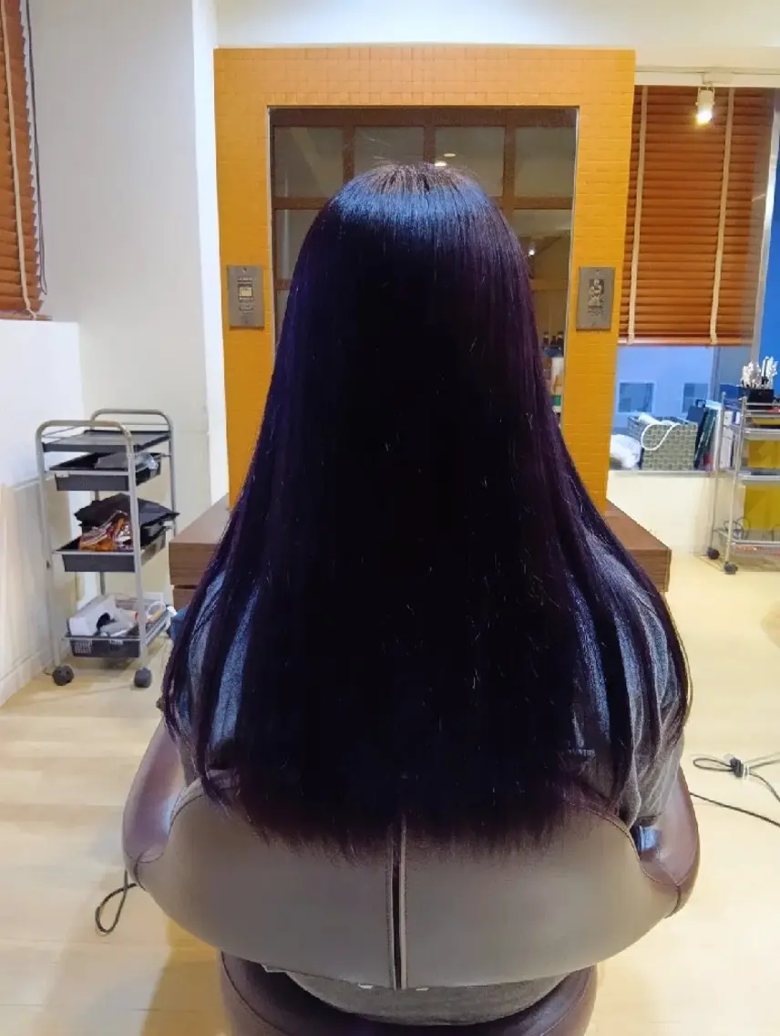 カラー ロング ブリーチ パープルカラー レッドカラー トリートメント ヘアカラー トリートメント 小林暢🌟Orque 髪質改善サロン🌙のヘアスタイル