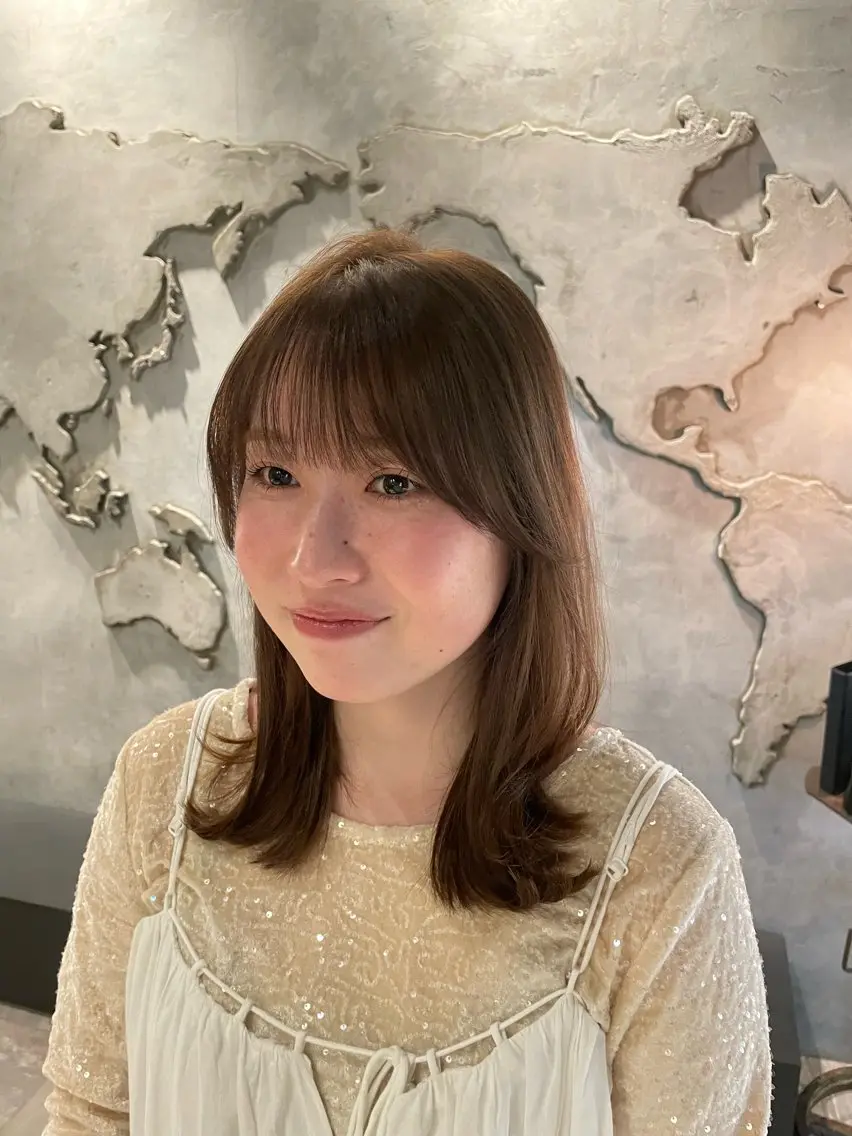 ミディアム カラー パーマ 髪質改善/縮毛矯正/ 透明感🩵NANAのヘアスタイル