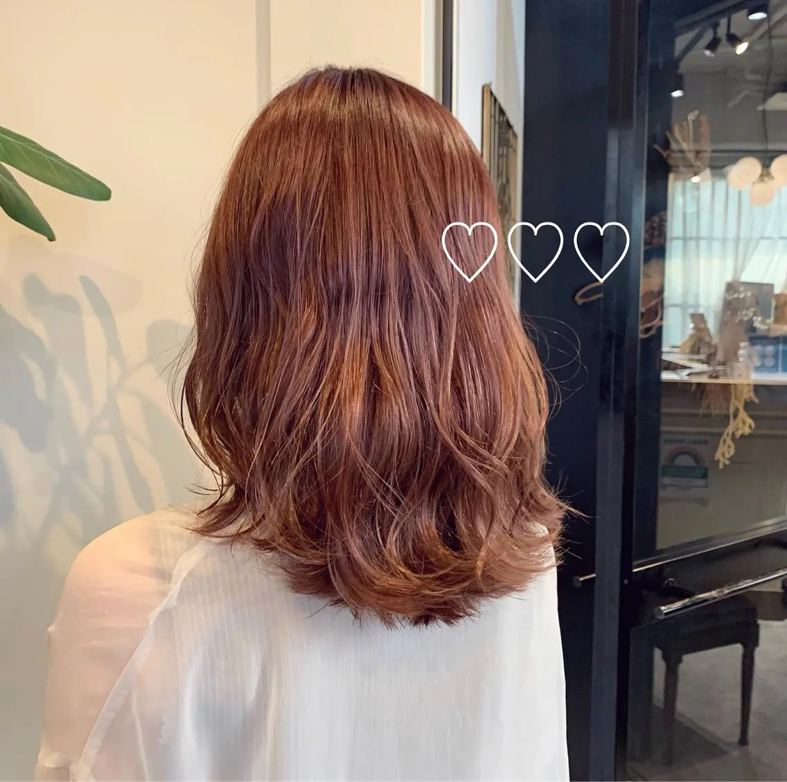 ミディアム カラー ベージュカラー ピンクカラー ピンクベージュ うえの ももねのヘアスタイル