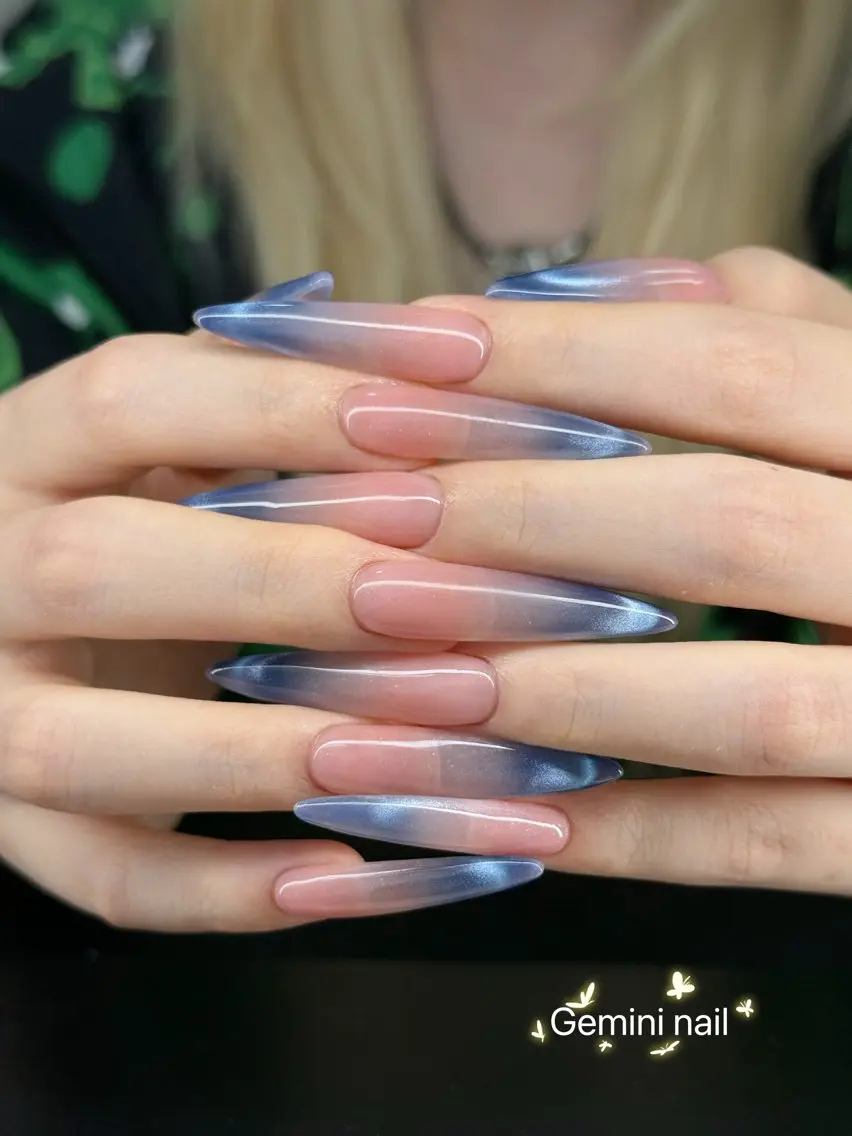 ネイル フレンチネイル マグネットネイル マグネットフレンチ ネイルチップ Gemini nail.Yukiのネイルデザイン