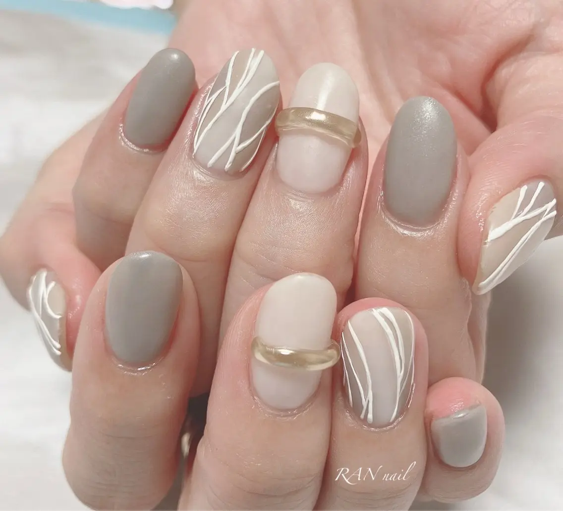 ネイル 成人式 フレンチネイル マグネットネイル マグネットフレンチ マットネイル ハンドネイル フットネイル RAN nailのネイルデザイン