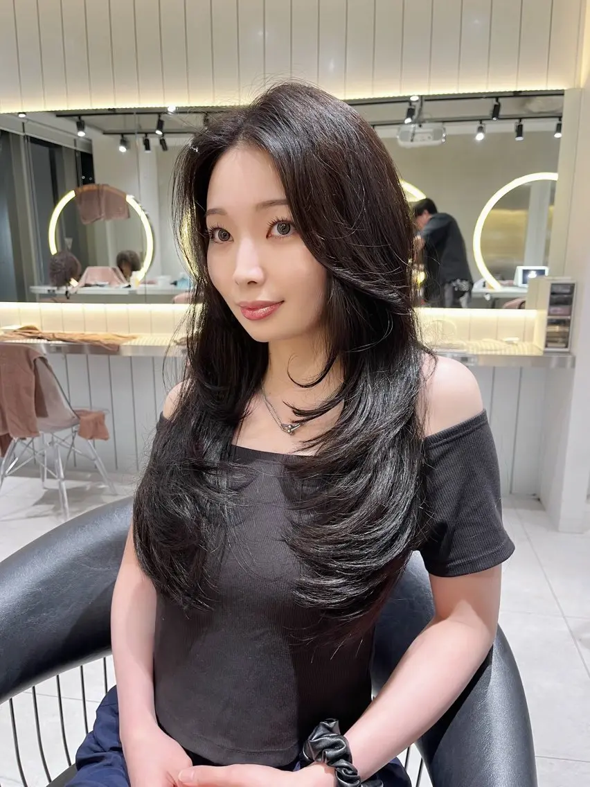 ロング カット 美髪矯正 レイヤーカット/加納のヘアスタイル