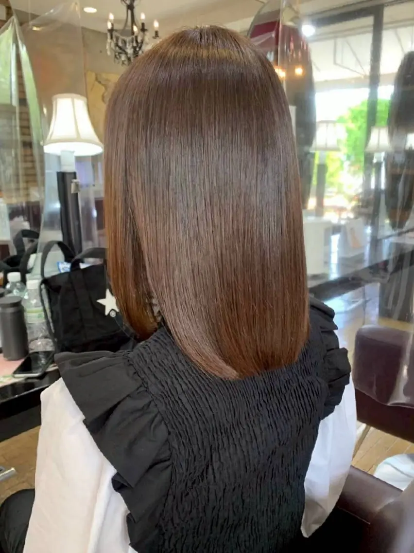 ミディアム カット 縮毛矯正 トリートメント LAPIS 東口店のヘアスタイル