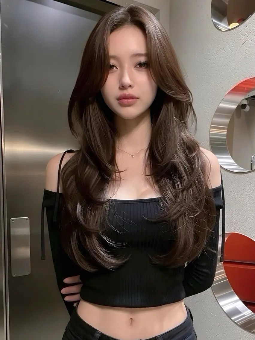 ロング ヘアカラー モデル支持率Ｎｏ．1 透明感グレージュのヘアスタイル