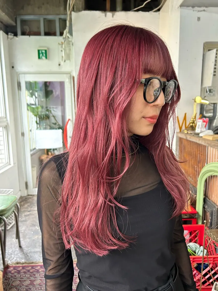 ロング カラー ブリーチ ダブルカラー ブリーチなしカラー ピンクカラー maho/垢抜け カラーパーマのヘアスタイル