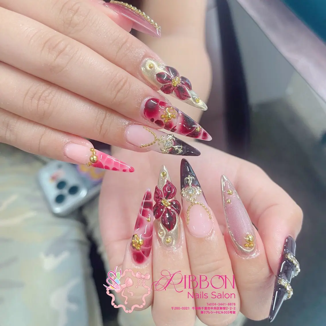 ネイル フットネイル フレンチネイル ジェルネイル マグネットネイル 持ち込み ハンドネイル ribbonnail salonのネイルデザイン