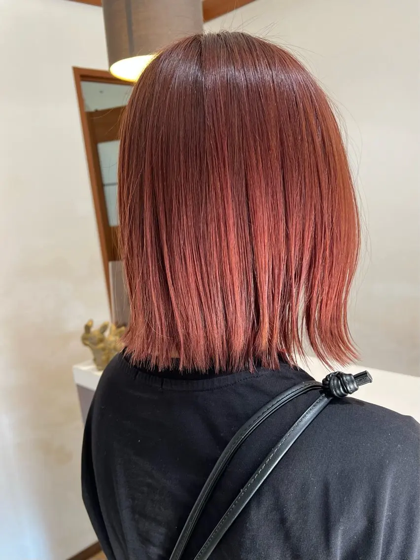 ショート 切りっぱなしボブ ボブ カット ヘアカラー トリートメント Oishi🦮🐩 10月から産休のヘアスタイル