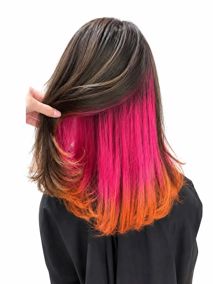 【推活応援📣】🌈推し色をヘアカラーにしてしまいましょう🌈インナーカラー+似合わせカット💇+トリートメントの写真
