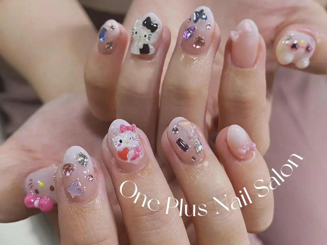ネイル オーロラネイル 長さ出し フットネイル フレンチネイル ジェルネイル One Plus Nail Salonのネイルデザイン