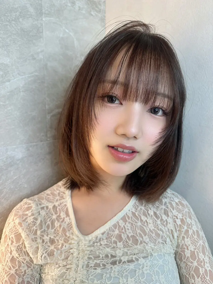 セミロング ボブ レイヤーカット カット 🌙縮毛矯正/上品 カラー/芦川優磨のヘアスタイル
