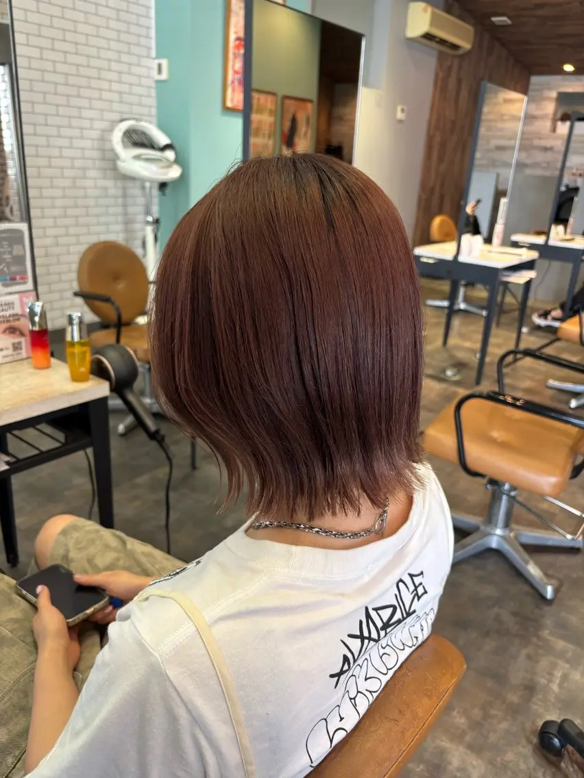 ミディアム 切りっぱなしボブ ボブ 外ハネヘア カット 🫧古田 穂香🫧カットモデルのヘアスタイル