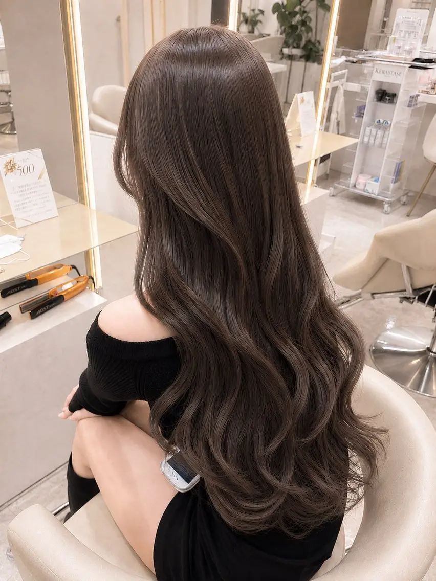 ロング カラー カット ヘアカラー トリートメント moeka レイヤー /艶カラー/韓国のヘアスタイル