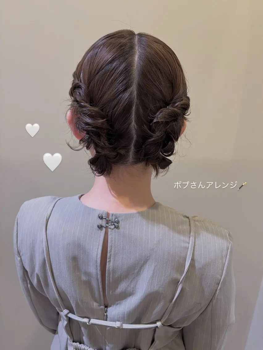 ショート ボブ ヘアセット ボウ🪞ヘアセット /メイク/マツパのマツエク・マツパデザイン