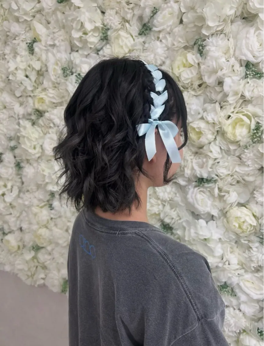 レースアップ リボン編み込み🎀の写真