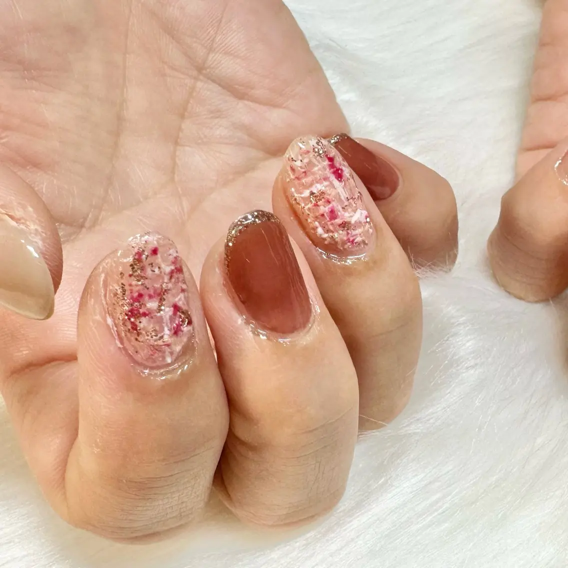 ネイル ラメ(グリッター) ツイードネイル ハンドネイル ハンドケア Mnail ちひろのネイルデザイン