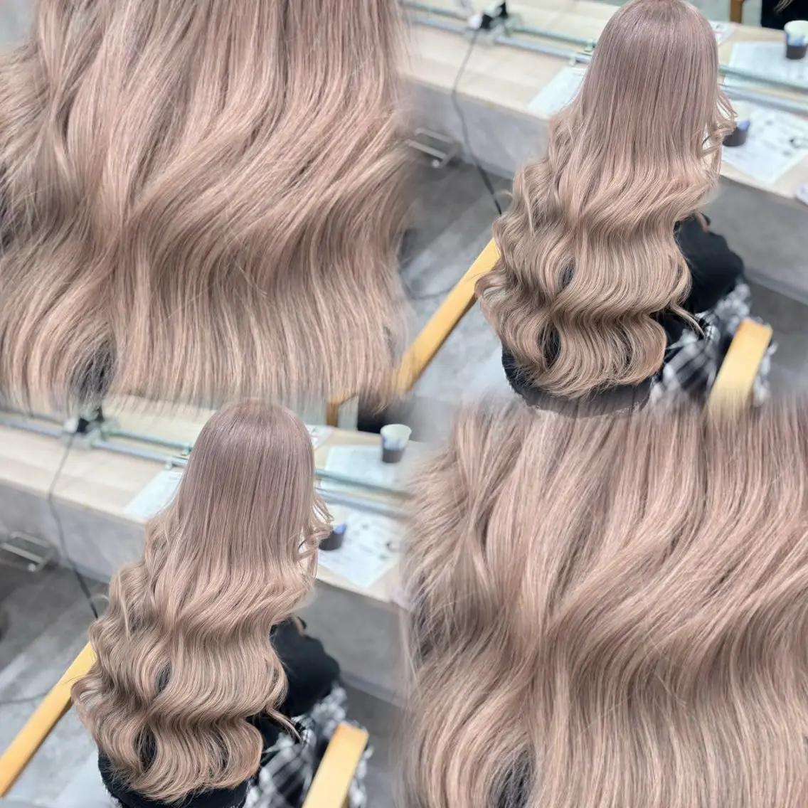 ロング カラー カット ヘアカラー トリートメント ヘアセット クルミ🤍推し活 🎀ピンクカラーのヘアスタイル
