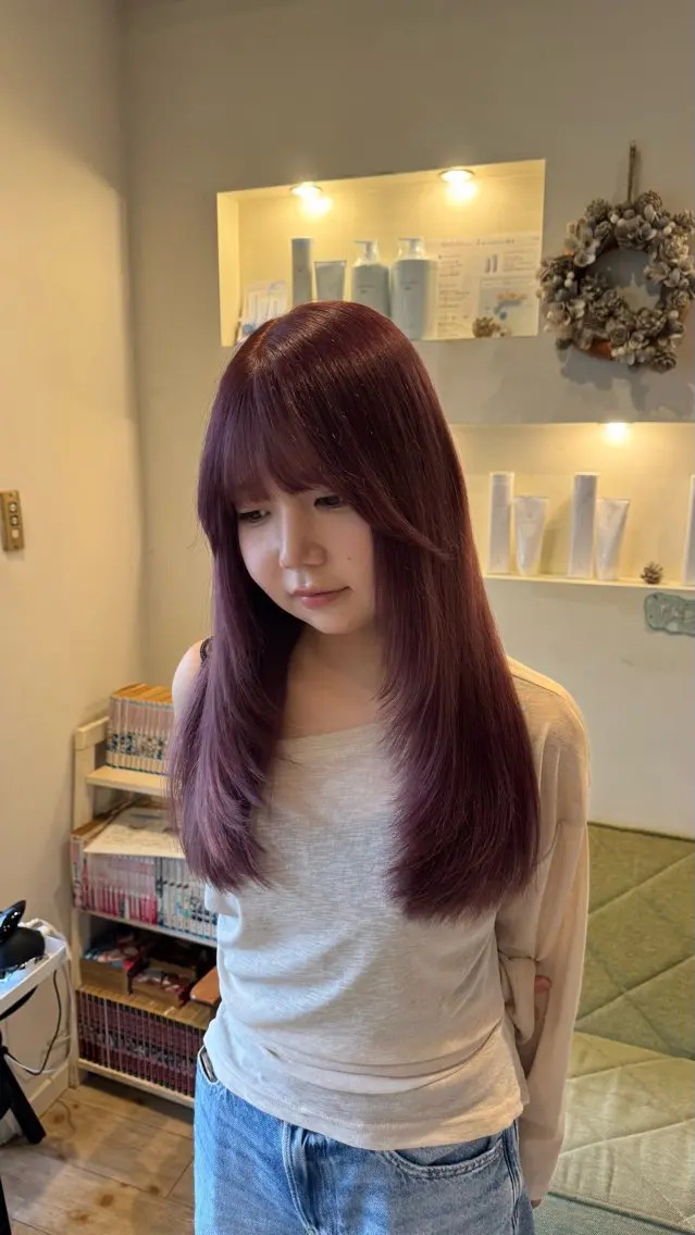 ロング カラー ブリーチ ダブルカラー ラベンダーカラー ブリーチなしカラー ピンクカラー カット ヘアカラー 亀有✂️正路 彩夏のヘアスタイル