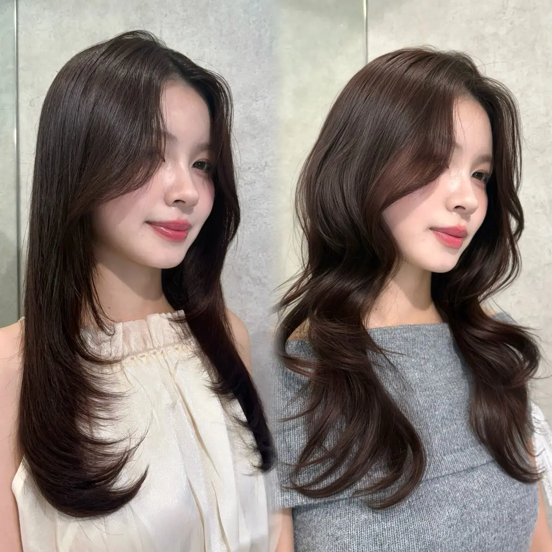 セミロング カラー レイヤーカット カット ヘアカラー トリートメント ハッシュカット/ 水光艶カラー/RINのヘアスタイル