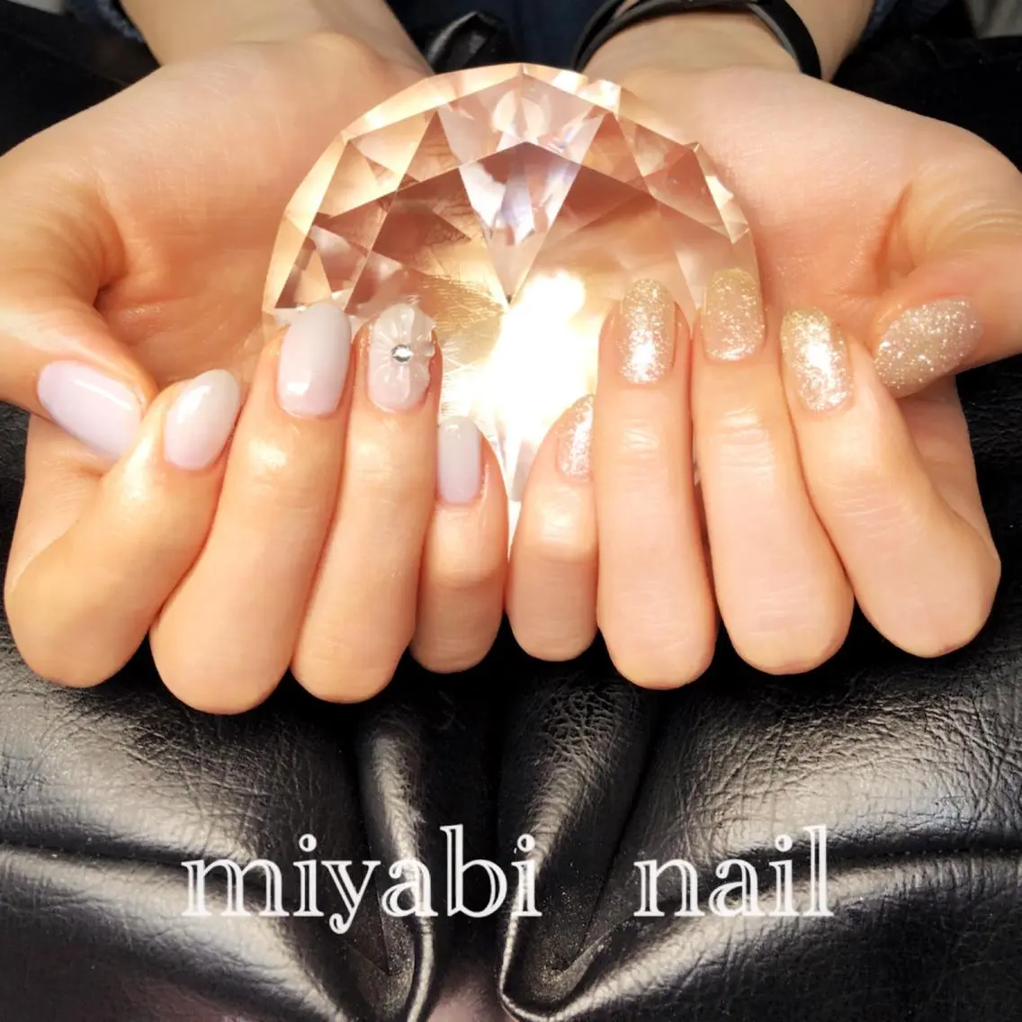 ネイル アートネイル フラワーネイル ラメ(グリッター) 持ち込み ぷっくりネイル ハンドネイル miyabi nail 桂川駅近くのネイルデザイン