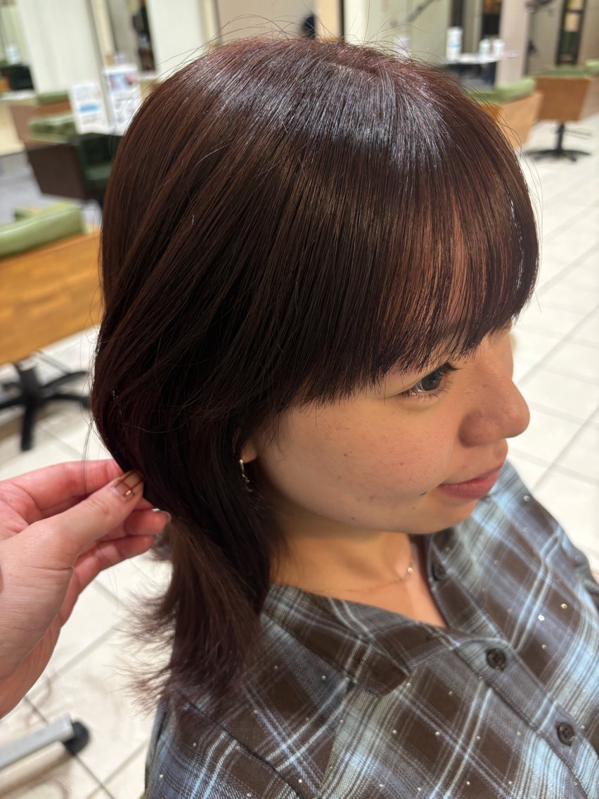 ミディアム ヘアカラー ふかや まりかのヘアスタイル