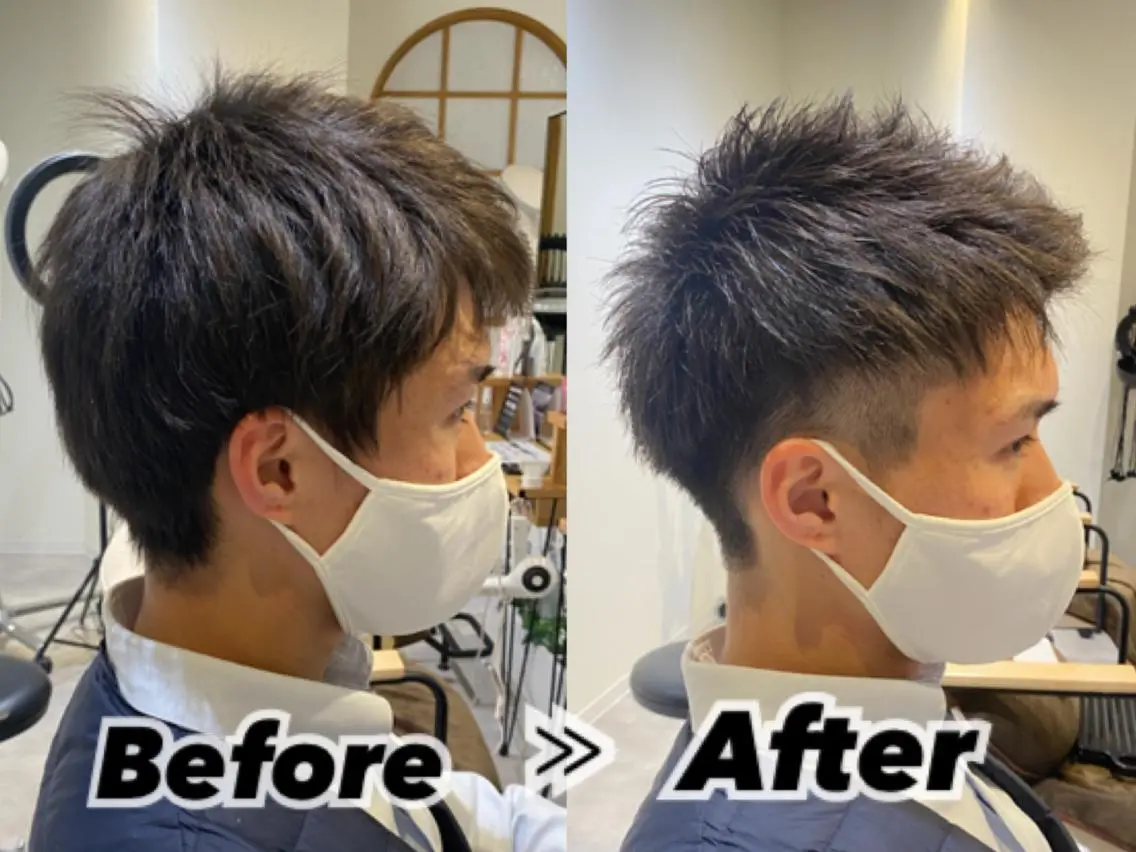 メンズ メンズショート 大阪ウルフカット ハッシュカットのヘアスタイル