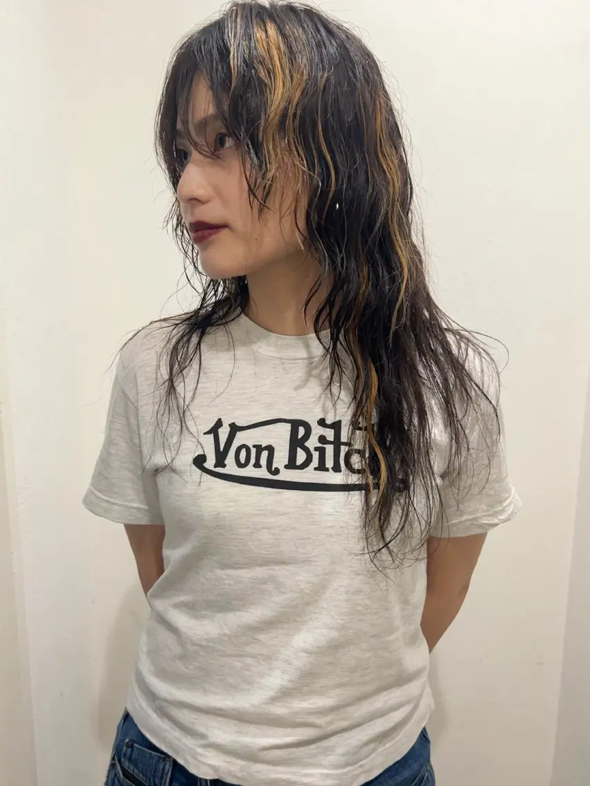 ロング カラー パーマ ハイライトカラー ハイライト レイヤーカット カット ヘアカラー パーマ 村上雅人 ナチュラルモードのヘアスタイル