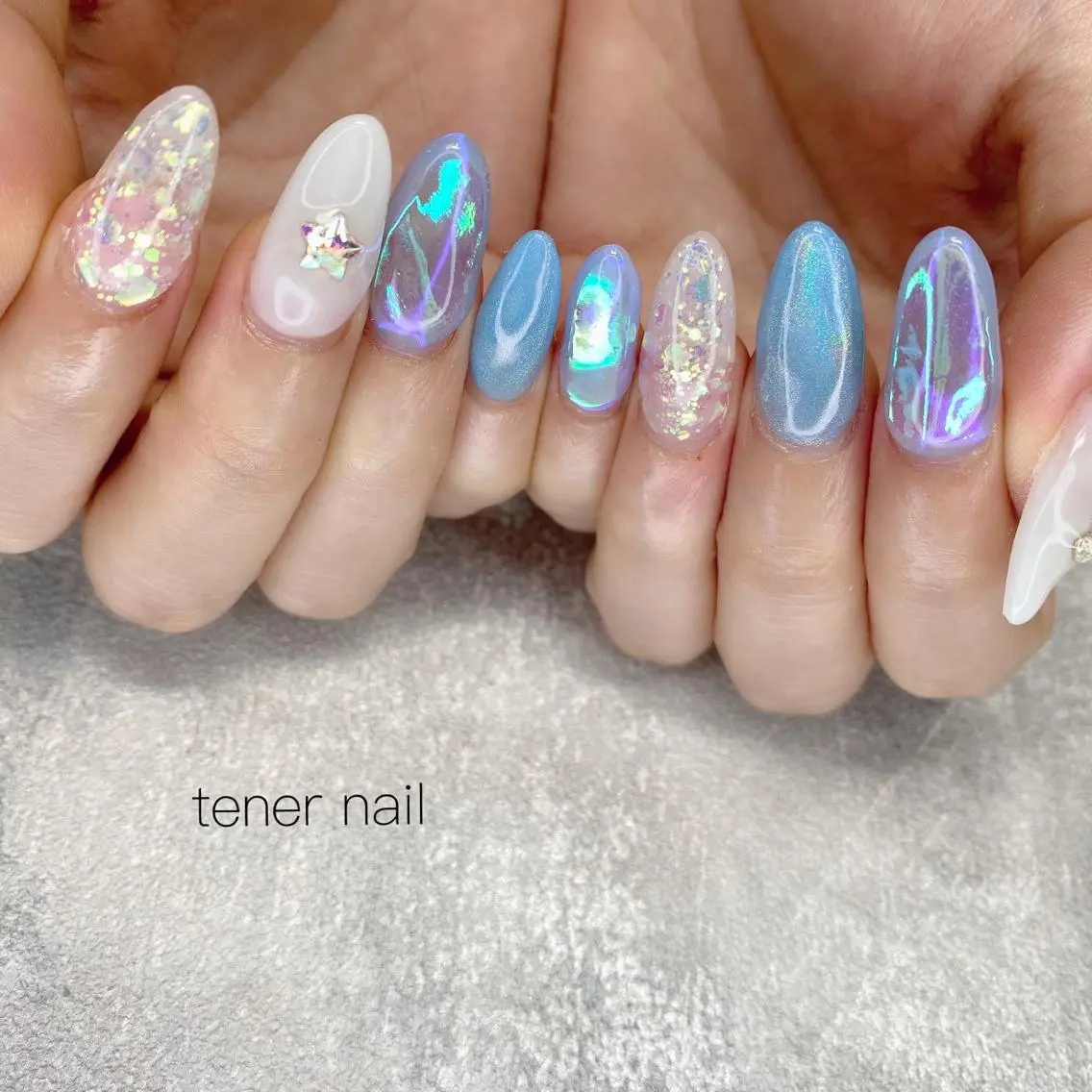ネイル 氷ネイル・うるうるネイル スカルプネイル テネルネイル tener nailのネイルデザイン