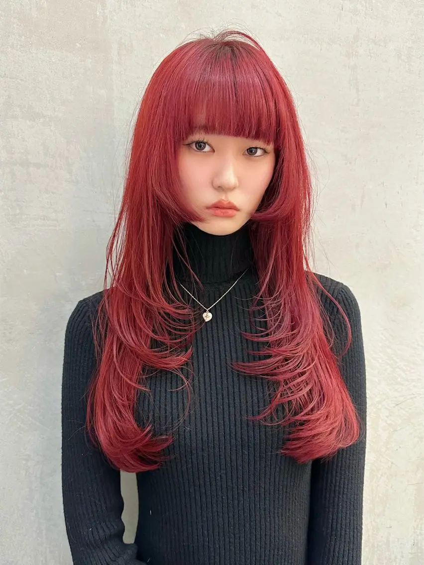 【ツヤ感暖色カラー🔥】ブリーチダブルカラー➕高保湿ナノスチームトリートメント✨️【レイヤー・ショート・ウルフ・韓国】の写真
