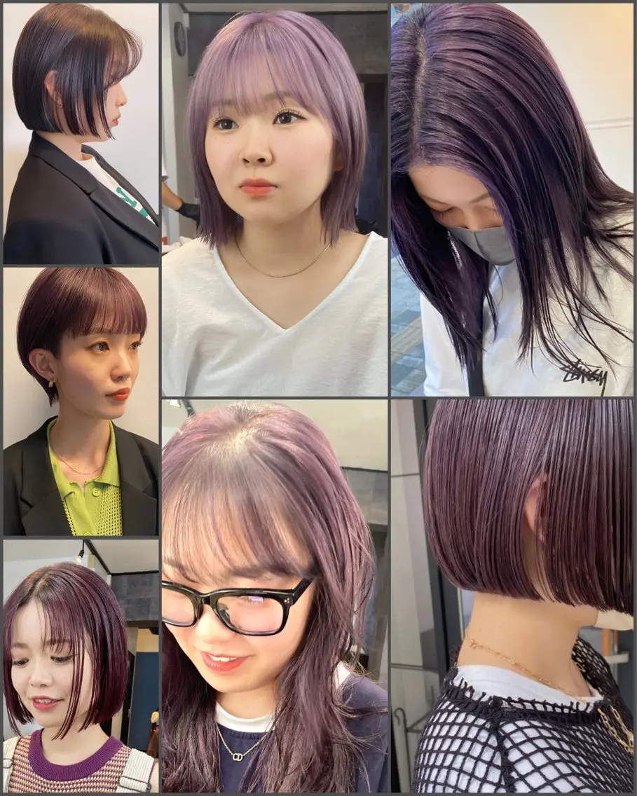 ミディアム カラー ヘアアレンジ キッズ ラベンダーカラー パープルカラー 広島/ボブ/レイヤー 🌿‬wakabaのヘアスタイル