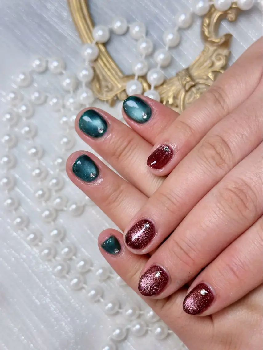ネイル アートネイル フットネイル ジェルネイル ハート マグネットネイル Babarla Nailのネイルデザイン