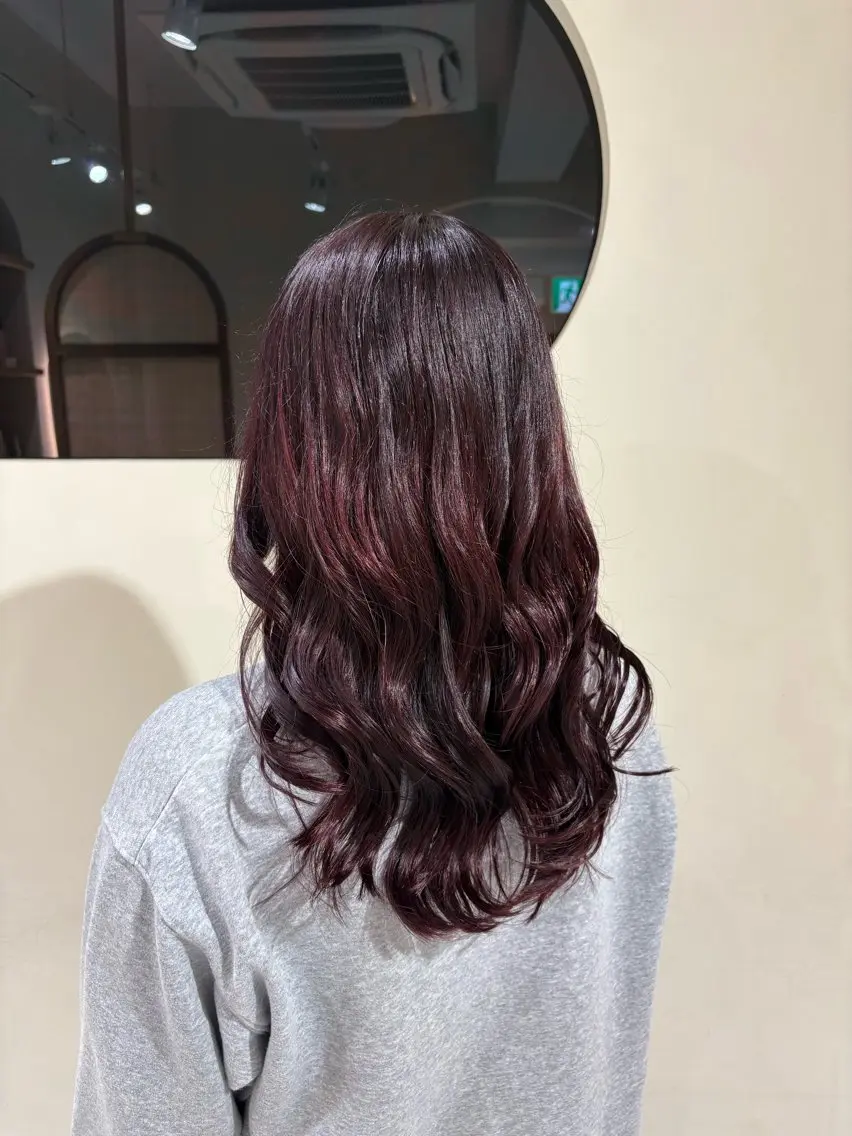 セミロング カラー ボルドーカラー ヘアカラー トリートメント Hana🌼 /池袋/透明感カラーのヘアスタイル