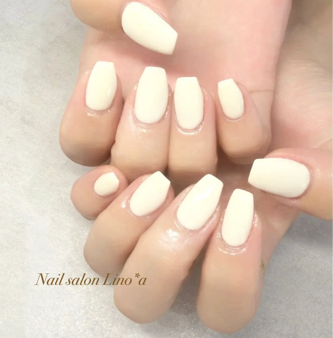 ネイル ワンカラーネイル ホワイト ハンドネイル Nail salon Lino*aのネイルデザイン