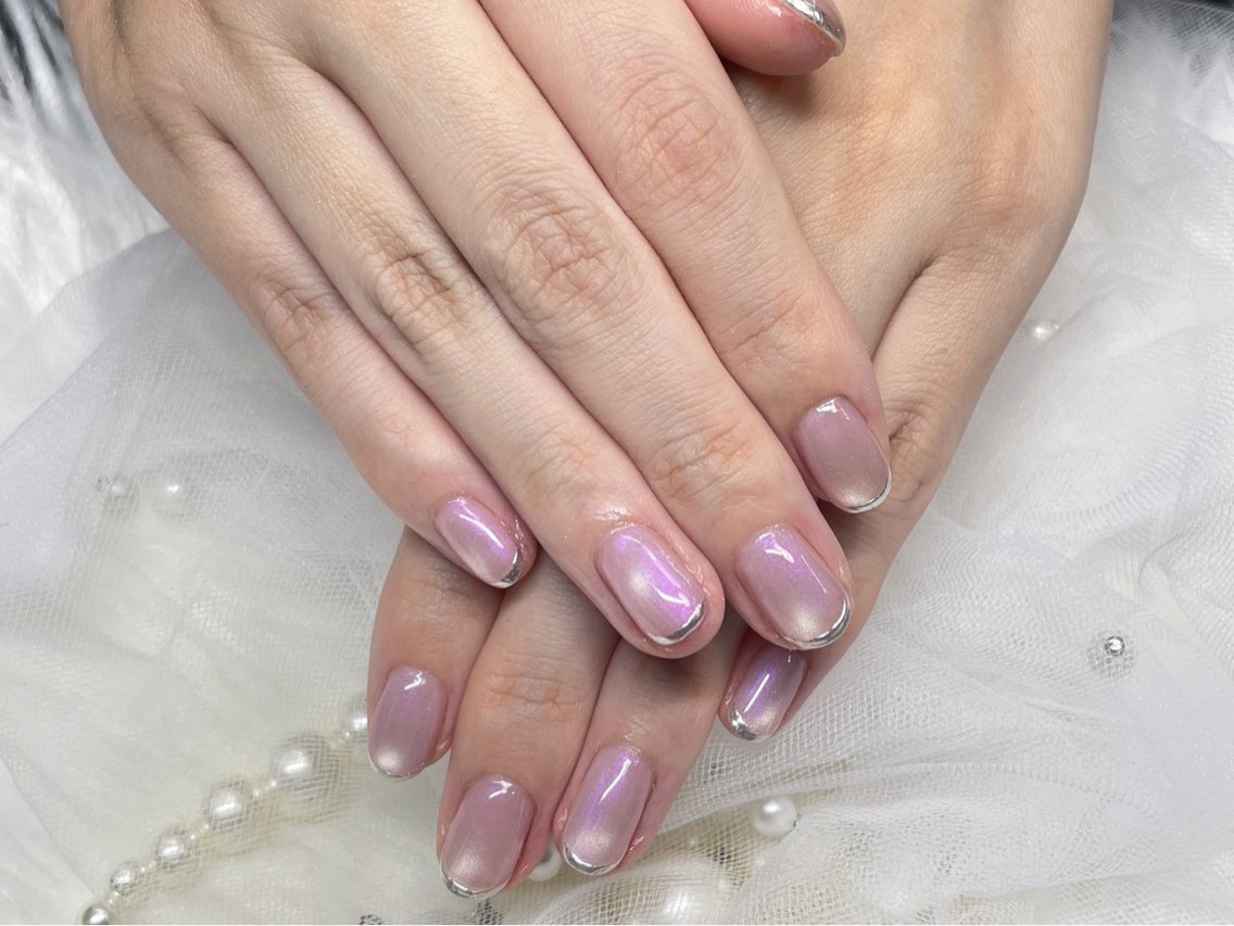 ネイル フレンチネイル ミラーネイル ハンドネイル my nail plus 野江内代のネイルデザイン