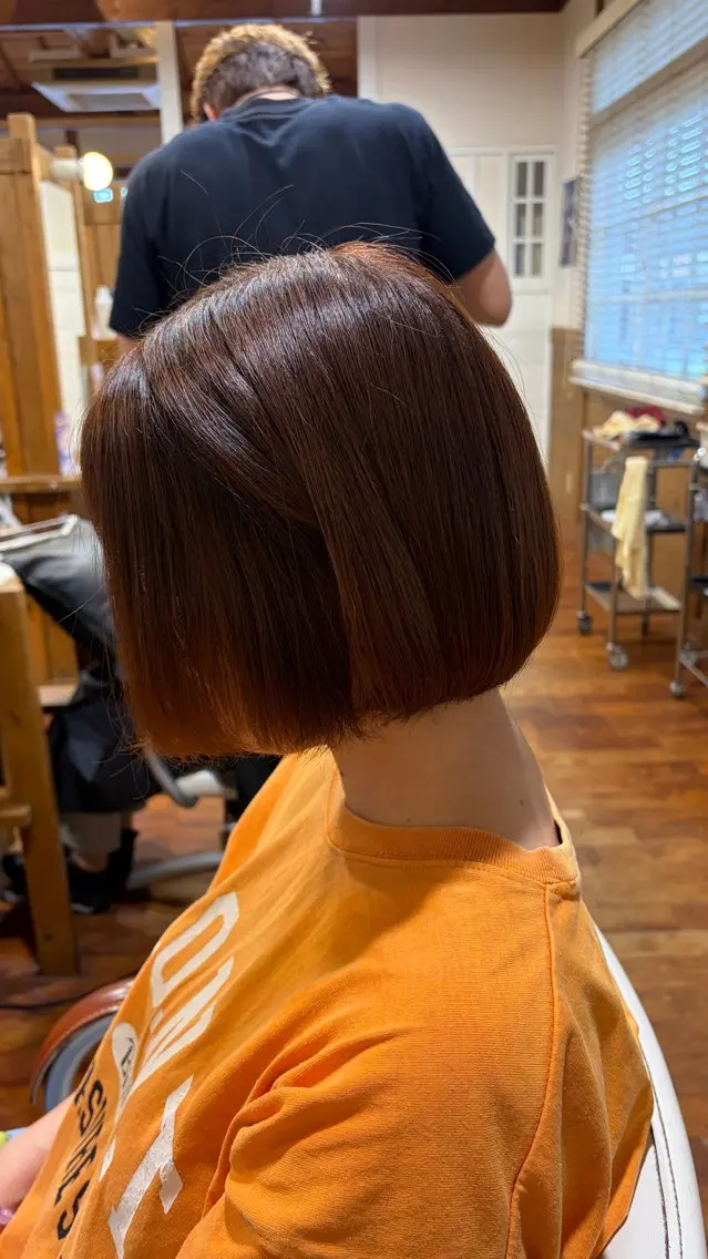 ショート ピンクブラウン ボブ カット ヘアカラー ヘッドスパ 木村 美彩輝のヘアスタイル